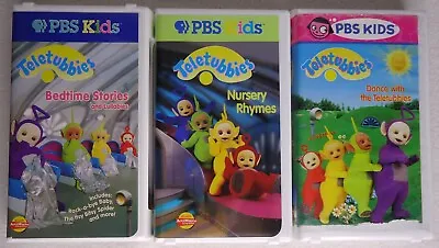 ​​​​​Teletubbies VHS Dance With Nursery Rhymes Bedtime Stories PBS Lot Of 3 • $19.99