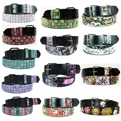 Metal Studded Leather Stud Designed Belt Pyramid Punk Rock Mens Womens Gift  • $7.99