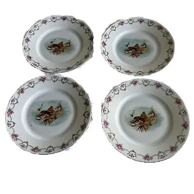 Victoria Czechoslovakia Fish Plates Circa 1920s Set Of 4 Antique 8.5  • $55.97