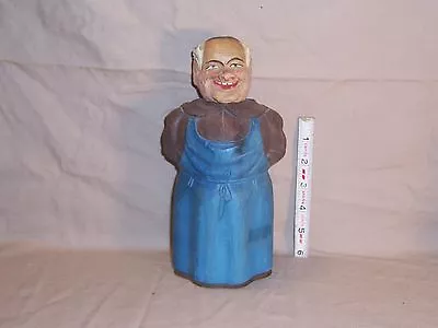 Vintage Carved Monk Bottle Large ANRI / Black Forest Bottle Body Head Stopper  • $265