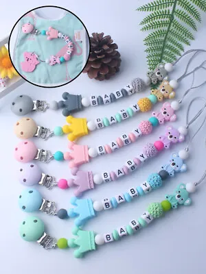 Dummy Clips Silicone Pacifier Holder Soother Chain Baby Shower Gifts^ ~ • $4.03