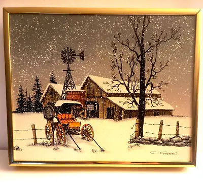 Carson Painting “Amish Winter Landscape” Barn Carriage Country Framed 8  X 10  • $32.50