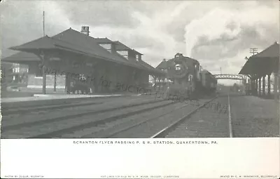 Quakertown PA - Scranton Flyer Passing P&R Station - Vtg Pennsylvania Postcard • $12.89