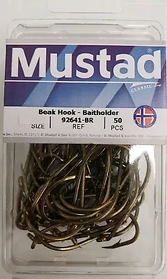 Mustad Classic Beak Hook Forged Offset Down Eye Bronze  92641-BR CHOOSE SIZE QTY • $12.99