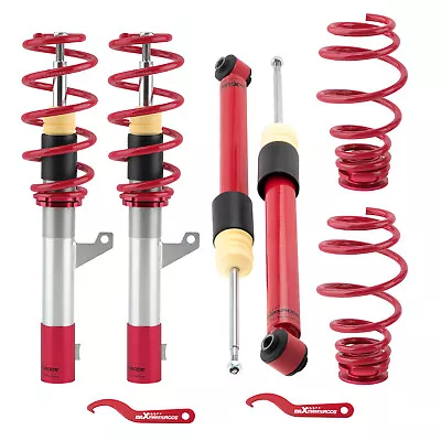 Red Coilover Struts For VW GOLF MK5 MK6 JETTA 2006-2014 Suspension Spring KIT • $206.38