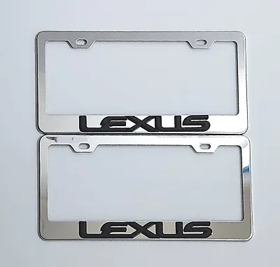 2 Pcs Silver License Plate Frame For 3D Lexus Black Logo  • $20.99