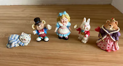 Hallmark Merry Miniature Alice In Wonderland Set 5 Figures 1995 1990s W Cheshire • $8.99