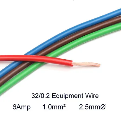 Hook Up Equipment Wire Cable 32/0.2mm Stranded Core 1.0mm2 1500V  2.5mmØ 6Amp  • £2.99