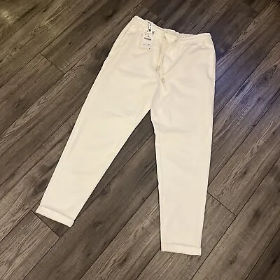 Zara Men’s Jogger Knit East Care White Trousers/bottoms Size Large Brand New • £18.50