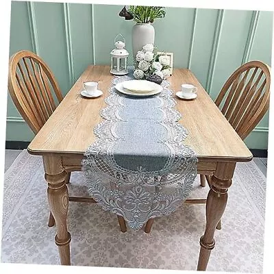 Elegant Vintage Lace Table Runner 72 14''x72''(36x180cm) Grey Silver • $35.45