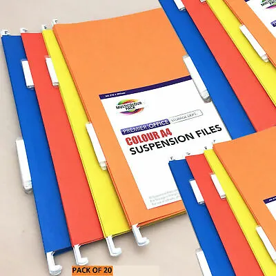 £16.39 • Buy 20 X A4 SUSPENSION FILES MIXED COLOUR + TABS/INSERTS HANGING CABINET FILES 