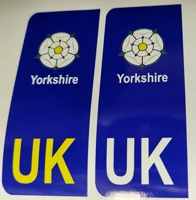 2 X UK Yorkshire Rose Number Plate Stickers European Road Trip Car Vinyl No Euro • £2.49