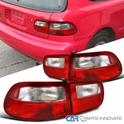 Red/Clear Fits 92-95 Honda Civic Hatchback 3Dr Brake Lamp Tail Lights Left+Right • $84.95