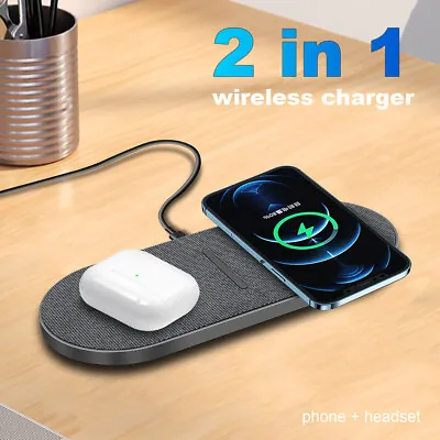 40W 2in1 Wireless Fast Charger Mat For Apple AirPods IPhone 14 Pro Max 13 12 XS  • $26.59