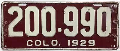 Colorado 1929 License Plate 200.990 Original Paint In Very Good Condition • $99.95