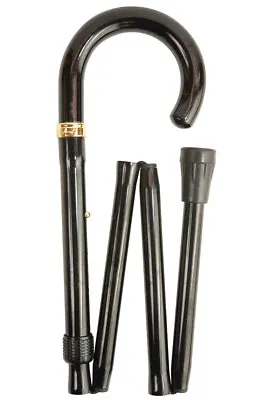 £36 • Buy Black Crook Handle Folding Walking Stick Adjustable Height By Classic Canes
