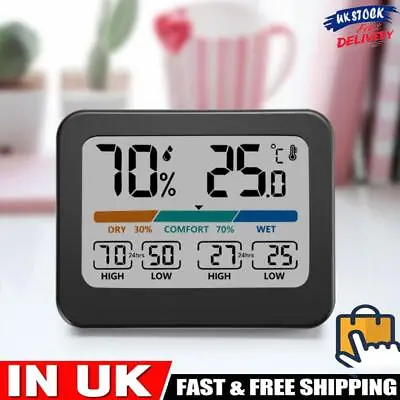 Digital Temperature Humidity Meter Max Min Records Room Thermometer Smart Home • £8.09