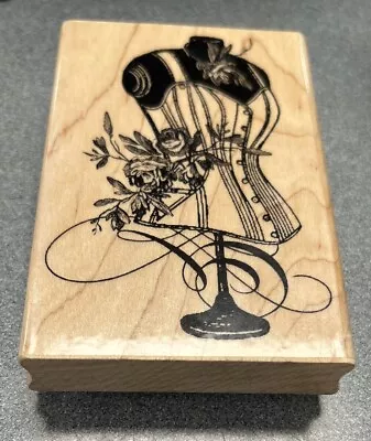 Stampendous P146 ROSE CORSET Wood Mounted Rubber Stamp • $8.79