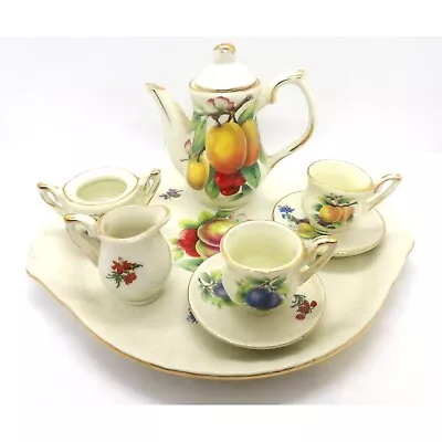 Porcelain Mini Tea Set 8 Pcs. Fruit Design Preowned • $18.99