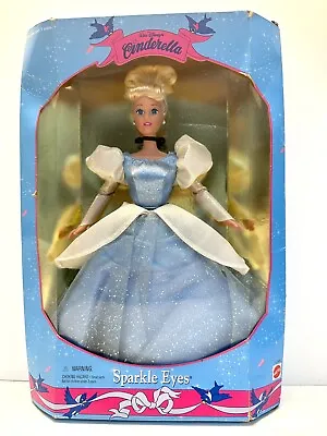 $24 • Buy 1995 BARBIE CINDERELLA Doll SPARKLE EYES Mattel New In Box Walt Disney Vintage
