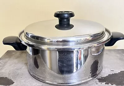 Vintage Lifetime 5.5 Qt 5 Ply T304 Stainless Steel Stock Pot With Lid • $74.99