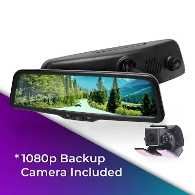 Rear View Mirror With 10  LCD Screen & 1080p Dash Cam + 1080p Backup Camera • $229.99