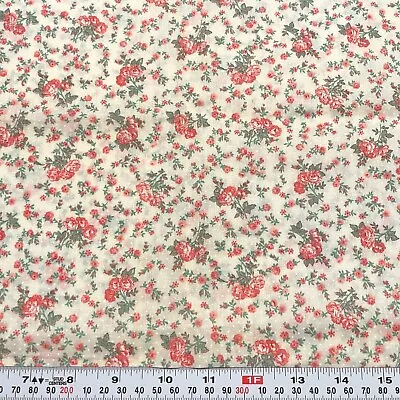 Vintage Florals On Cream Unbranded Cotton Blend Fabric Remnant 11  X 45  • $2.75