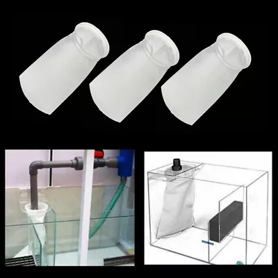 3Pcs 7x18  Ring Marine Fish Sump Aquarium Tank Filter Sock Bag 100 200 Micron • £10.68