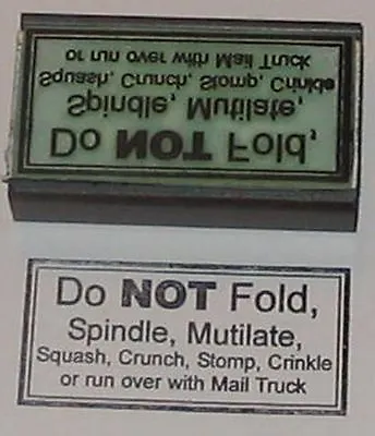 Do Not Fold Spindle Mutilate Etc Rubber Stamp Funny! • $12.99