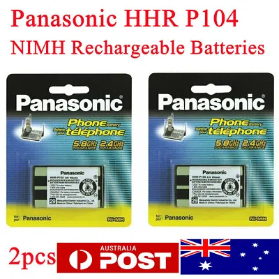 2x Panasonic HHR P104 3.6V 860mAh Cordless Phone NIMH Rechargeable Batteries • $27.99