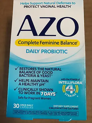 Azo Complete Feminine Balance Daily Probiotic 30caps Exp 12/24#0162 • $13.10