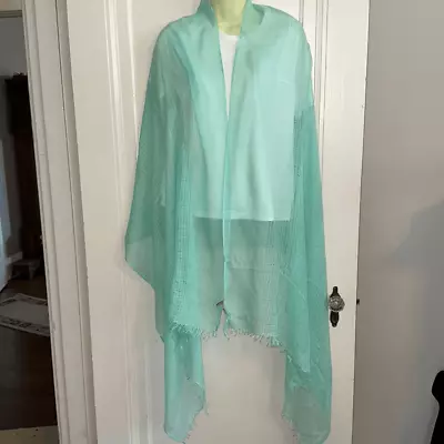 Michael Stars Mint Green Polyester/viscose Loose Weave Shawl Or Wrap • $28