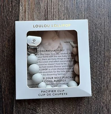 New Loulou Lollipop Pacifier Clip Silicone And Wood Gray Soother Holder • $12