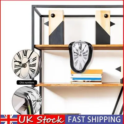 Melting Clock Modern Surrealistic Shelf Decor Distorted Clock (Black) UK • £9.20