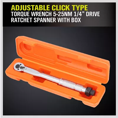 1/4  Drive Click Type Torque Wrench Ratcheting Snap Socket Reversible With Case • $22.39