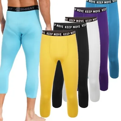 Men’s Leggings Athletic  3/4 Compression Baselayer Tight Pants Running Bottoms • $11.89