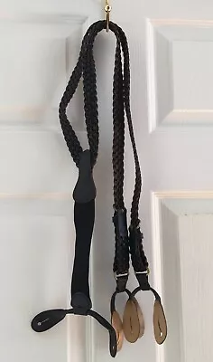VTG Jos. A. Bank Men's Black Suspenders Braces Adjustable Elastic Braided Rope • $16.99