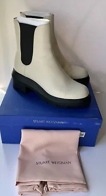 Stuart Weitzman Women's Norah Platform Block Heel Chelsea Boots Color Oat 8.5 • $350
