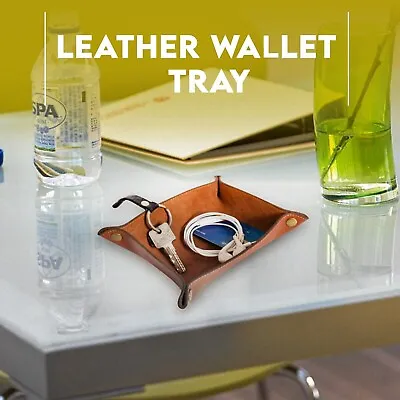 Genuine Leather Valet Tray Desk Caddy Key Wallet Tray Jewelry Catchall Tray • $16.95