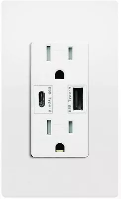 $13.99 • Buy USB C Outlet Fast Charger 4.8A Duplex Receptacle 15A 125V Tamper Resistant