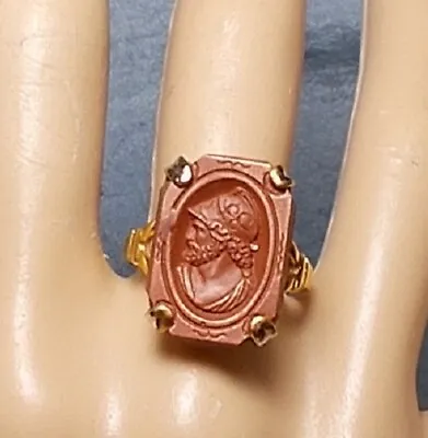 1 Copper Roman Centurion Cameo RING Ornate Helmet Full Beard Curly Hair UNISEX • $119.90