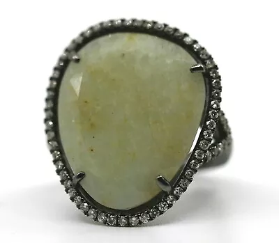 Designer Meira T Chalcedony And Diamond Silver Ring • $699