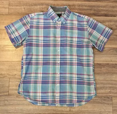 J.Crew Shirt Mens Lightweight Madras Style Plaid SS Button Down Shirt - L • $24.97