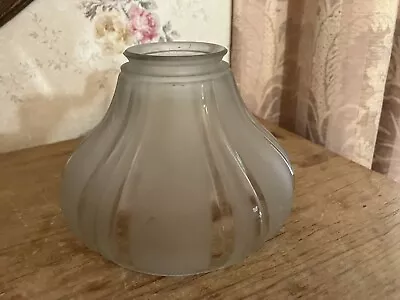 Vintage Lamp Glass Light Shade Globe Frosted  Ribbed Bell  2 1/4  Fitter 4 3/4H • $14