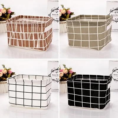£5.50 • Buy Folding Storage Basket Organizer Desk Tidy Whtie Desktop Sundries Linen Fabric