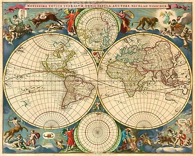 1690s Vintage Style Illuminated Early Old World Map Poster - 16x20 • $12.95