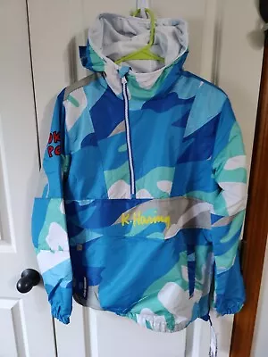 Keith Hering + Members Only Men's Jacket Windbreaker  Turquoise Camo Size Small  • $50