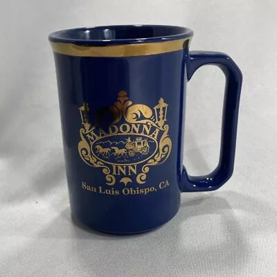 Madonna Inn Ceramic Coffee Mug  San Luis Obispo California Blue With Gold Trim • £14.48