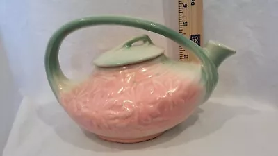 Antique McCoy Art Pottery Green And Pink Teapot Daises W/ Lid 1940 Mid Century • $23.99