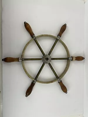 Vintage Bronze Brass  And Wood Ship Wheel 20   Boat Nautical Antique  • $239.99